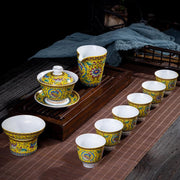 Chinese enamel teapot set