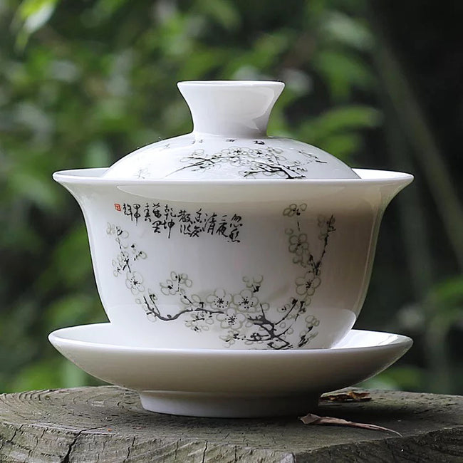 Gaiwan teapot with Japanese apricot flower design