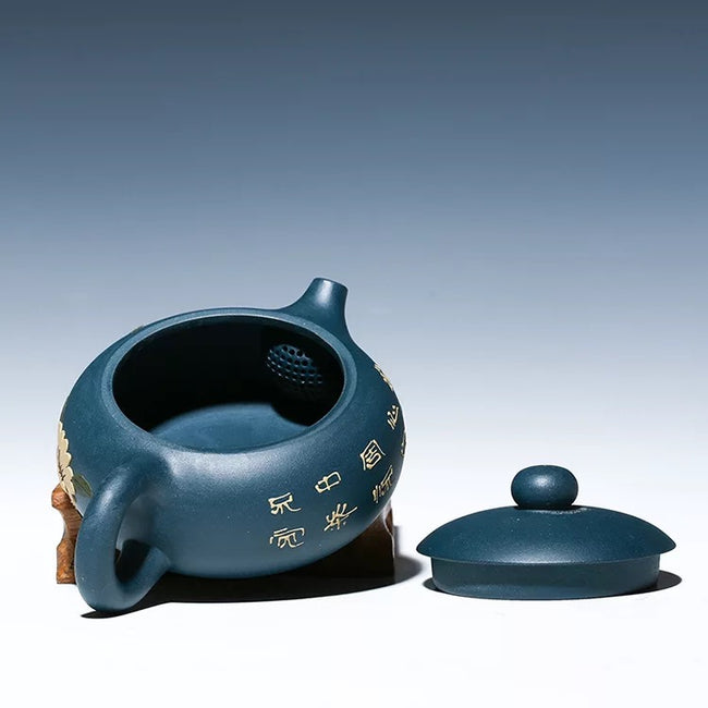 Yixing Tea Pot Beauty Kettle Black Mud Hand Carved– Luna Cha