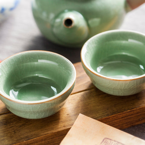 Crackle Glaze Porcelain Ge Kiln Teapot Set
