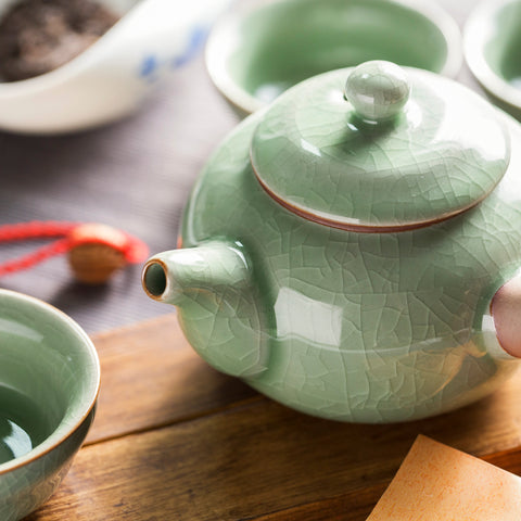 Crackle Glaze Porcelain Ge Kiln Teapot Set